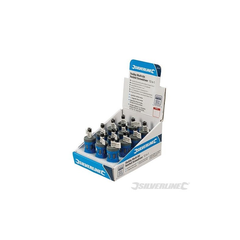 Silverline - Tournevis porte-embout à cliquet 12-en-1- présentoir 12 pcs