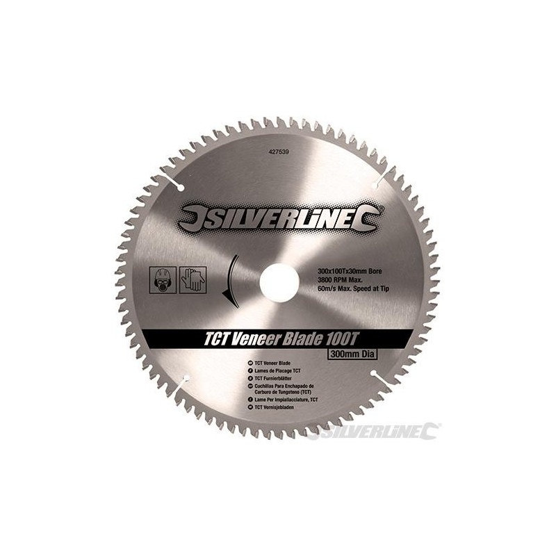 Silverline - Lame TCT pour placages- 100 dents