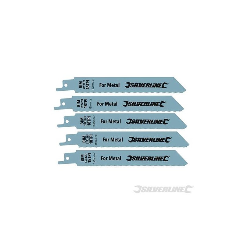 Silverline - Lames de scie-sabre pour métal- 5 pcs