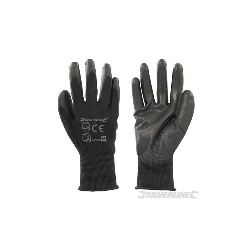 Silverline - Gants à paume renforcée PU noirs