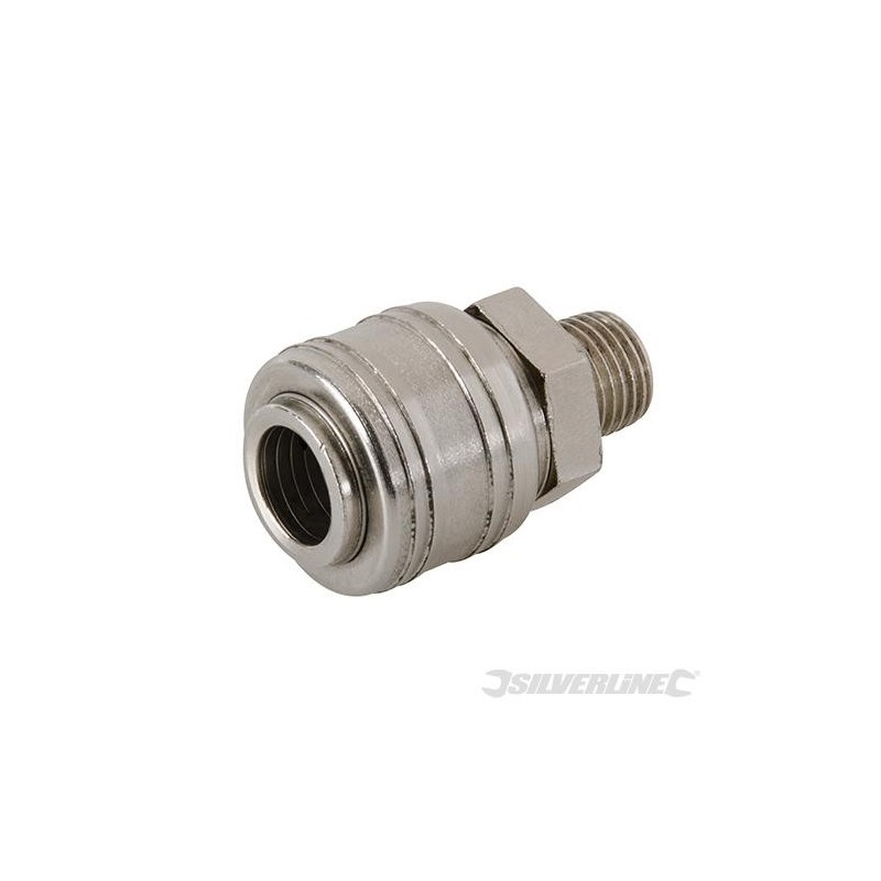 Silverline - Coupleur rapide européen à filetage mâle pour tuyau à air comprimé