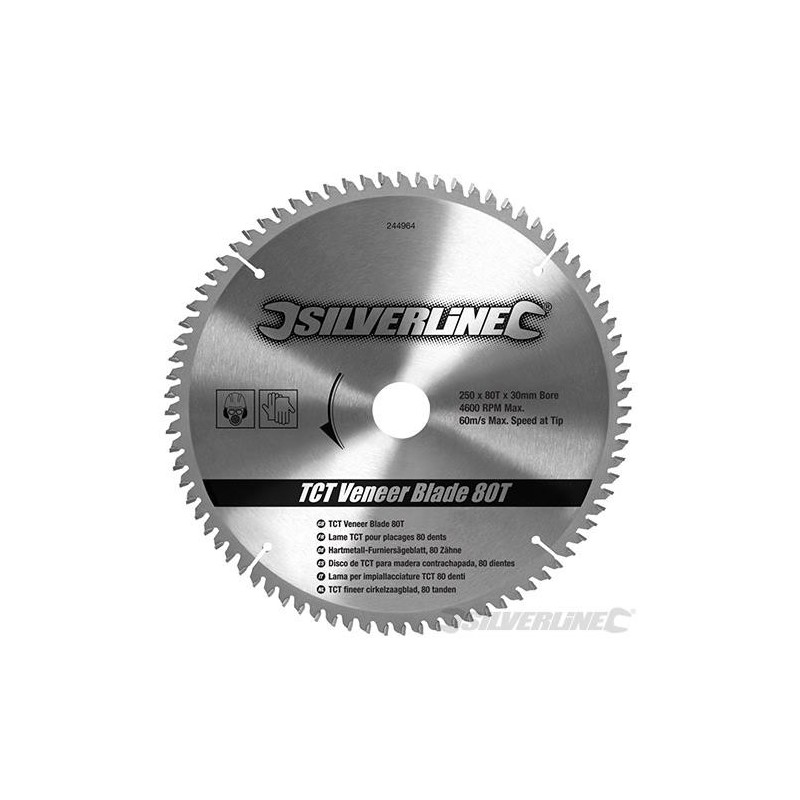 Silverline - Lame TCT pour placages- 80 dents