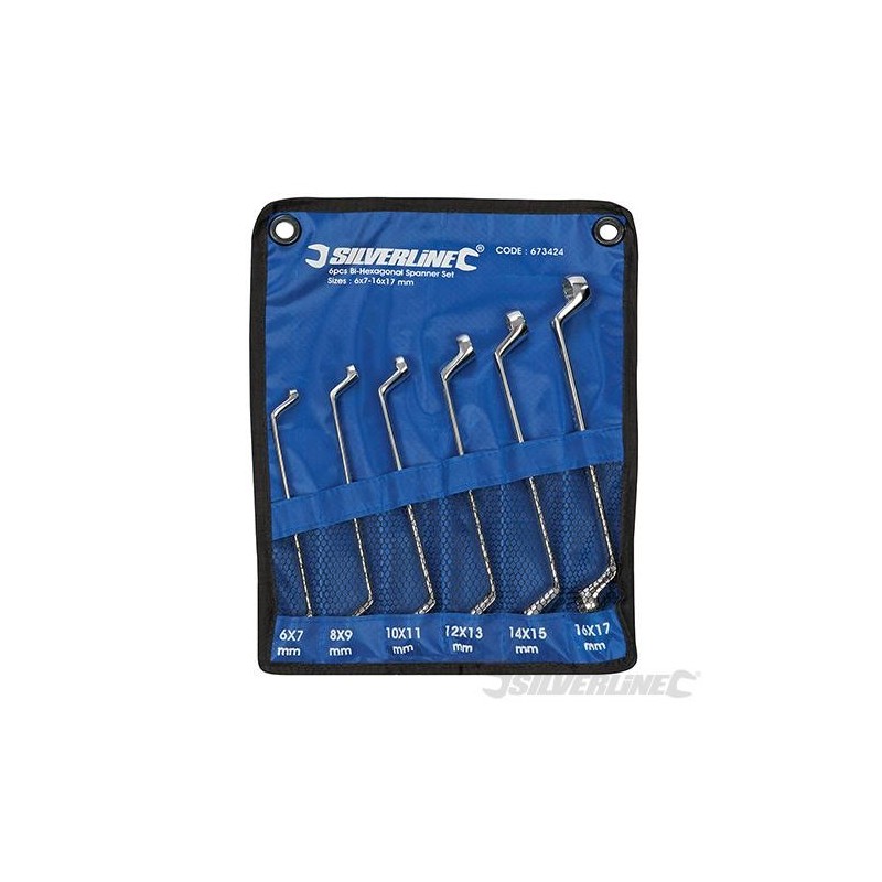 Silverline - Clés à il doubles bi-coudées- 6 pcs