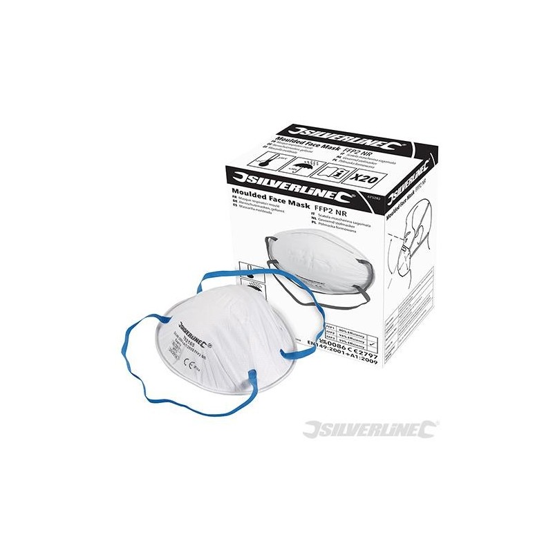 Silverline - Masques respiratoires moulés FFP2 NR- présentoir 20 pcs