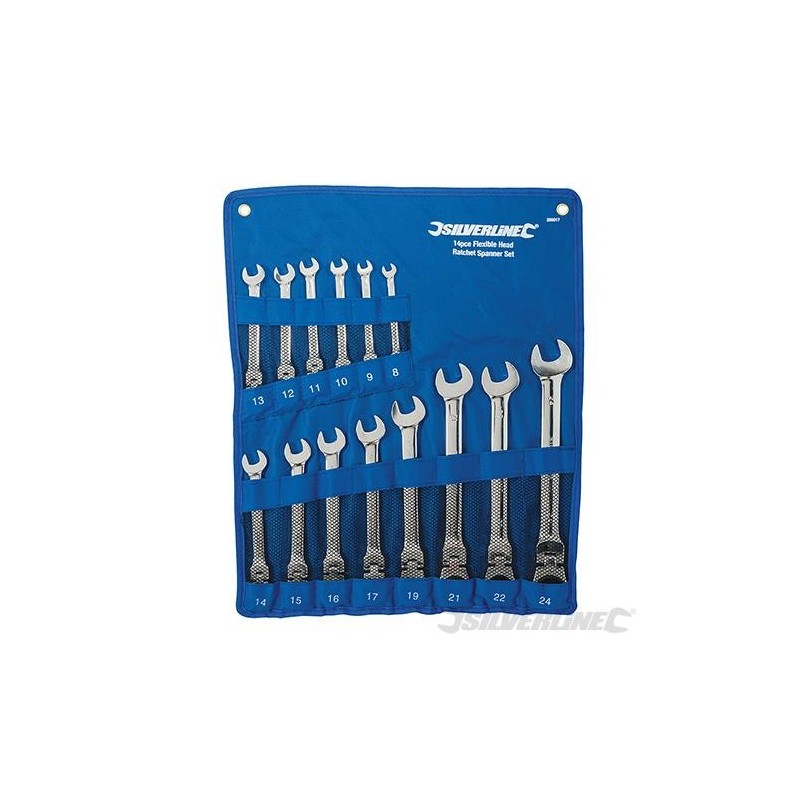 Silverline - Clés mixtes à cliquet et à tête inclinable- 14 pcs