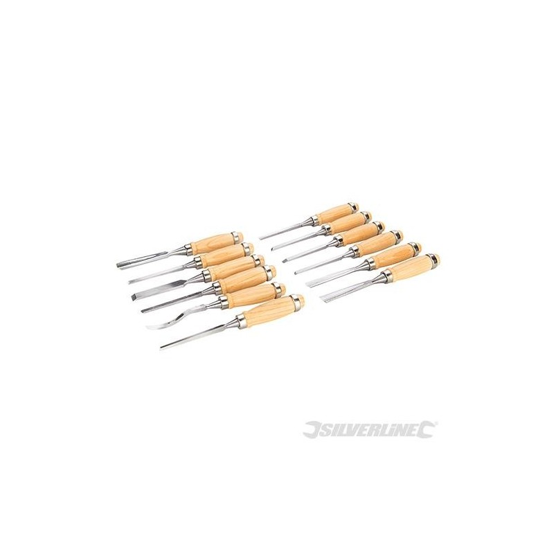 Silverline - Ciseaux à bois de sculpteur- 12 pcs