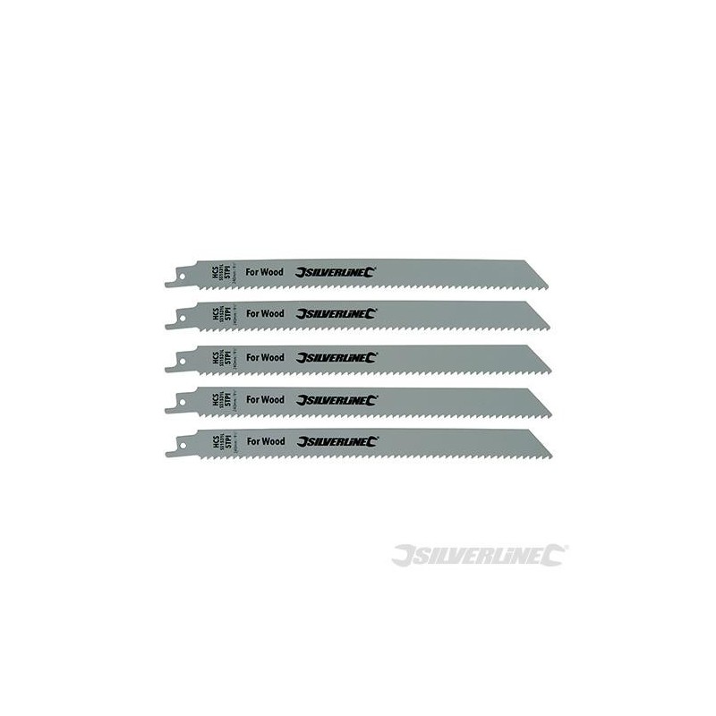 Silverline - Lames de scie-sabre pour bois- 5 pcs