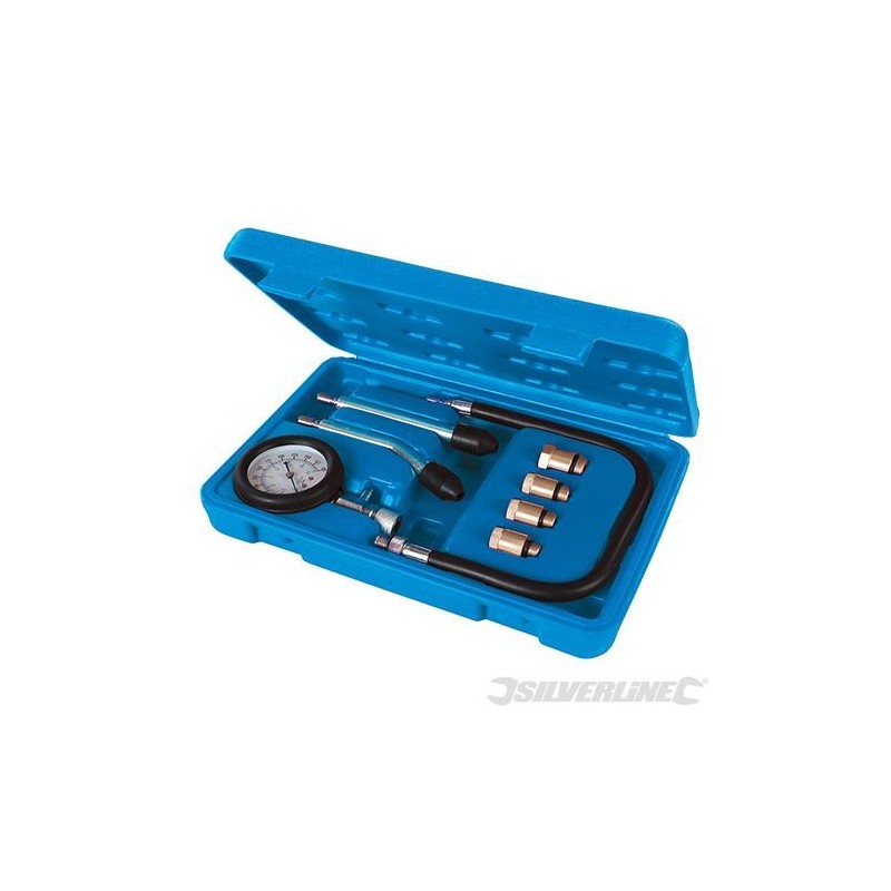 Silverline - Coffret compressiomètre pour moteur à essence- 8 pcs