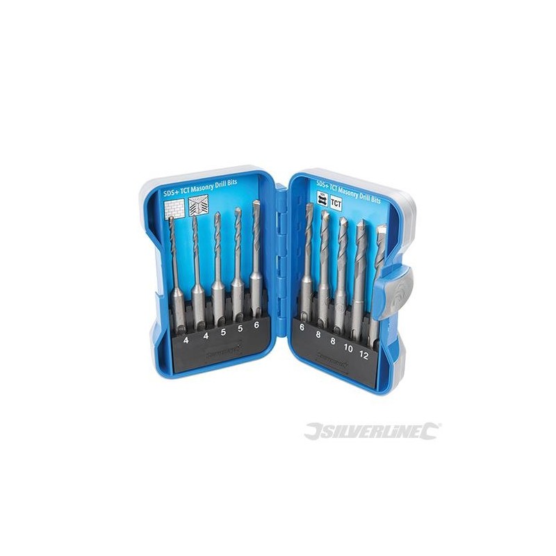 Silverline - Forets à maçonnerie TCT SDS Plus- coffret 10 pcs