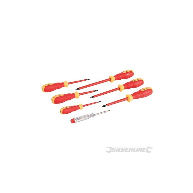 Silverline - Tournevis d'électricien VDE à poignée caoutchoutée- 7 pcs