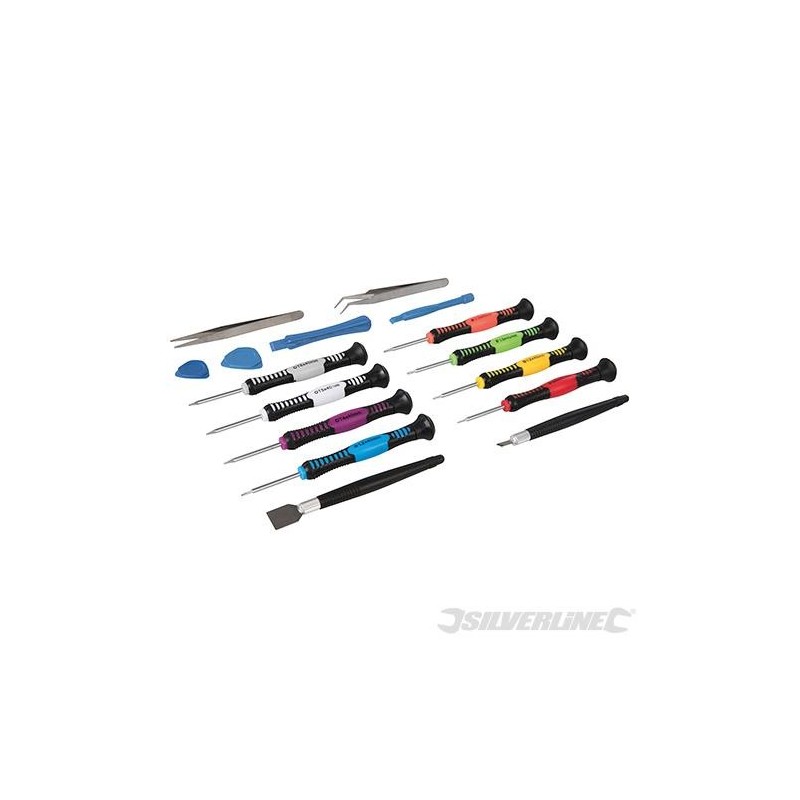 Silverline - Kit pour réparation de téléphones et tablettes- 16 pcs