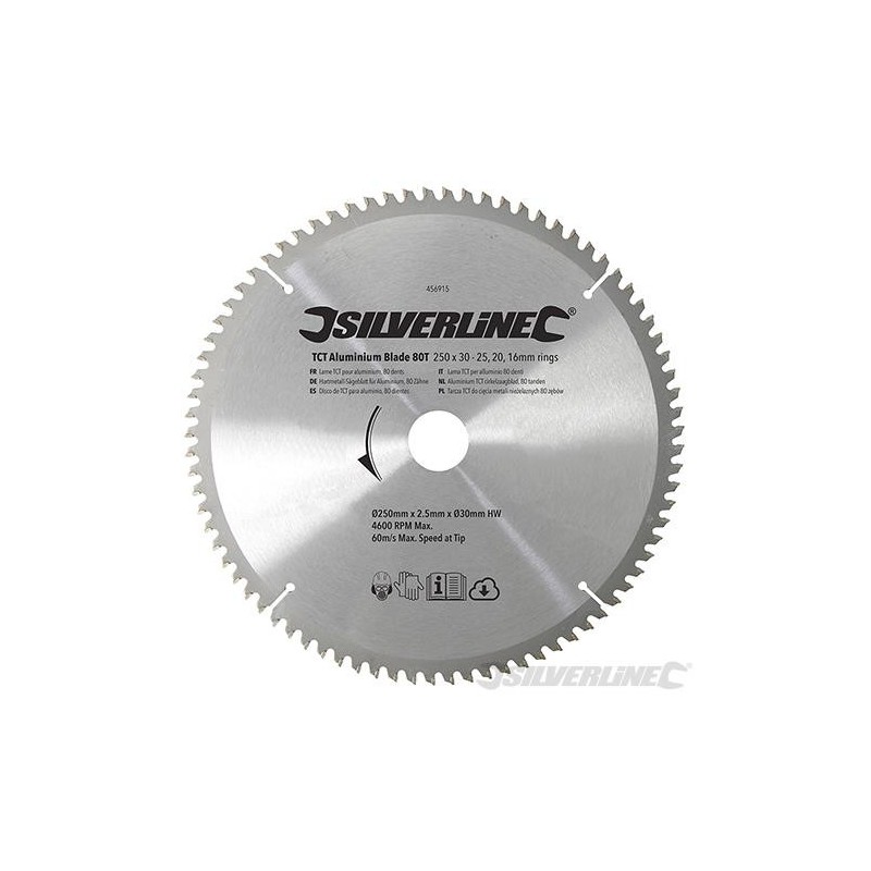 Silverline - Lame TCT pour aluminium- 80 dents