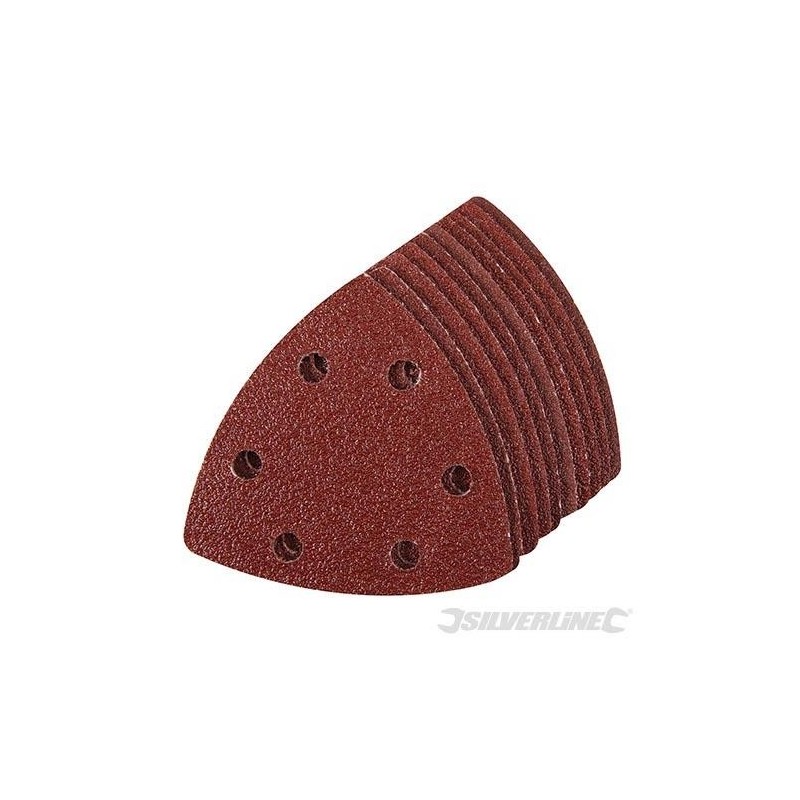 Silverline - Feuilles abrasives triangulaires auto-agrippantes 90 mm- 10 pcs