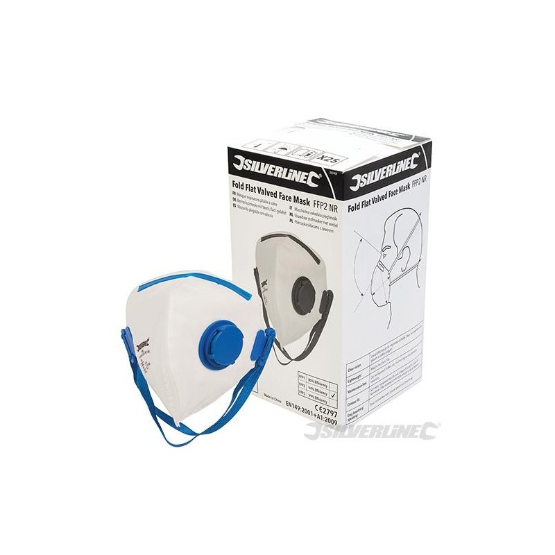 Silverline - Masque respiratoire pliable à valve FFP2 NR