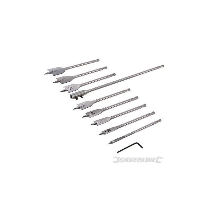 Silverline - Mèches plates et rallonge- 10 pcs