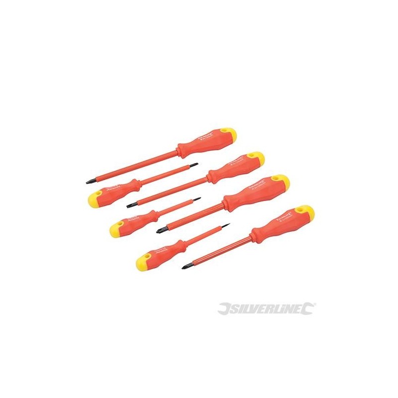 Silverline - Tournevis isolés à manche caoutchouté- 7 pcs
