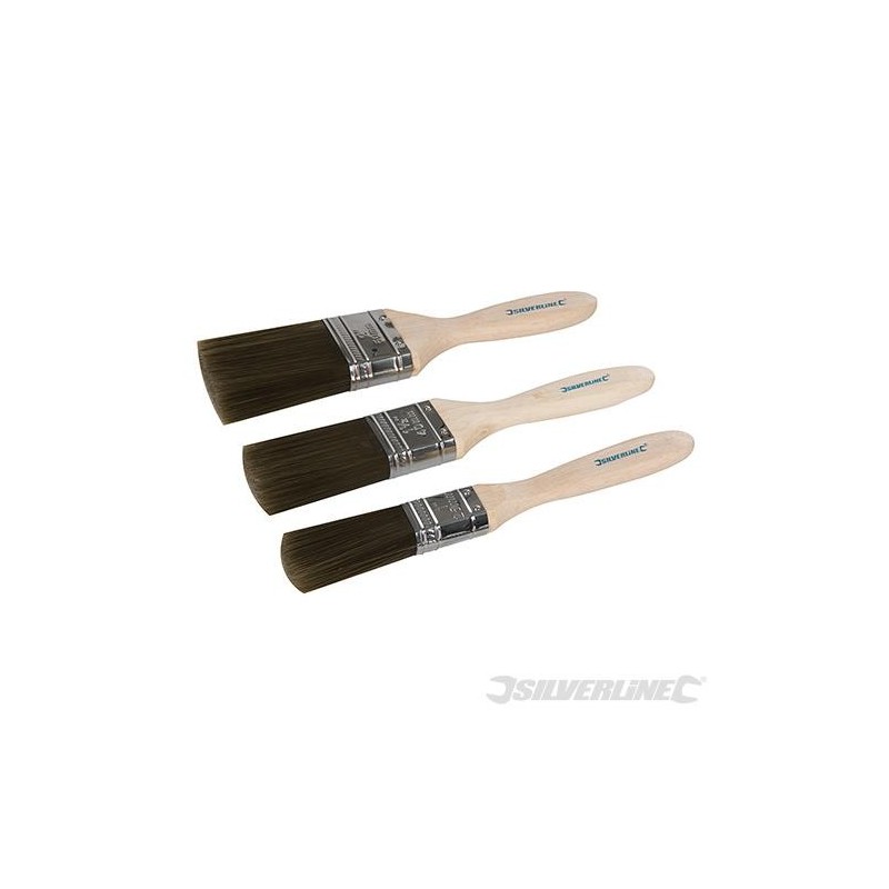 Silverline - Pinceaux Premium à soies synthétiques- 3 pcs