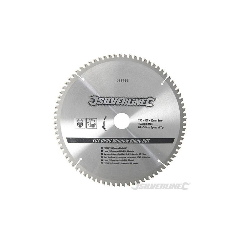 Silverline - Lame  TCT pour profilés PVC- 80 dents